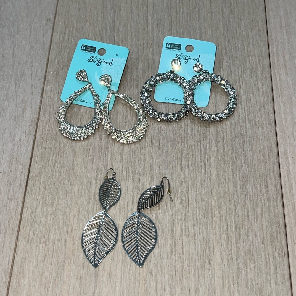 Silver Earrings Trio